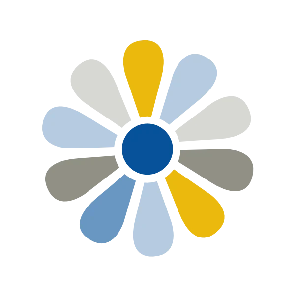 Diversity-Icon: Eine Blume mit unterschiedlich gefärbten Blütenblättern